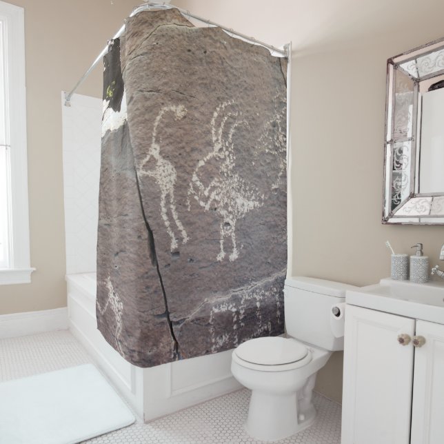 Rideaux De Douche La Cieneguilla Petroglyph Site Père Noël Fe (En situation)
