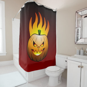 Rideaux De Douche La citrouille brûle vivement la nuit d'Halloween