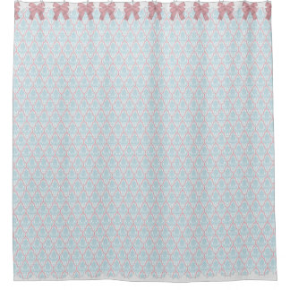Rideaux De Douche La damassé bleue et rose chic minable W cintre et
