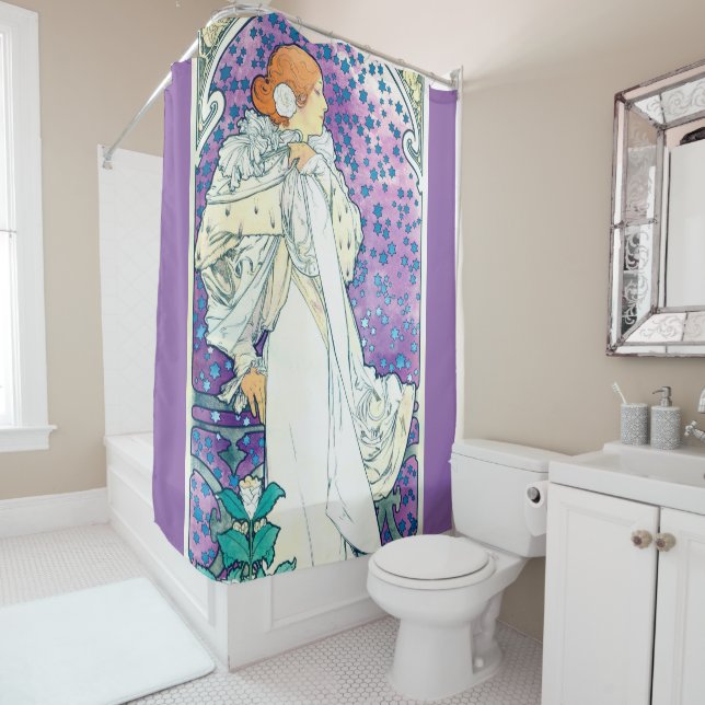 Rideaux De Douche La Dame des Camelias, Alphonse Mucha (En situation)
