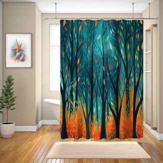 Rideaux De Douche La Forêt Turquoise En Automne