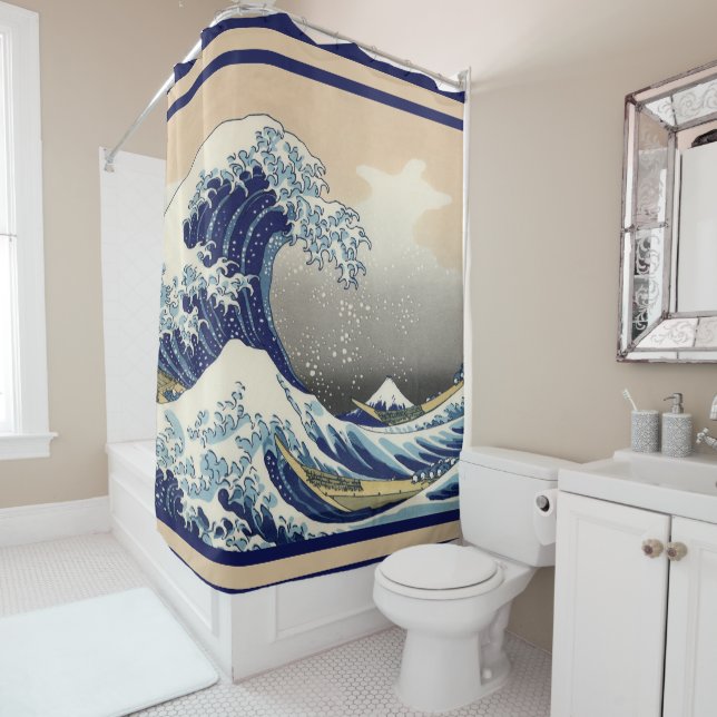 Rideaux De Douche La Grande Vague Au Large De Kanagawa (En situation)