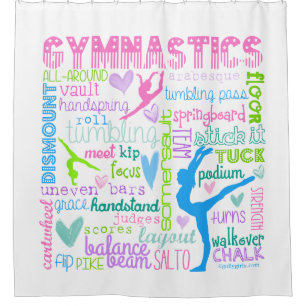Rideaux De Douche La gymnastique en pastel exprime la typographie