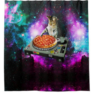 Rideaux De Douche La pizza Space dj cat