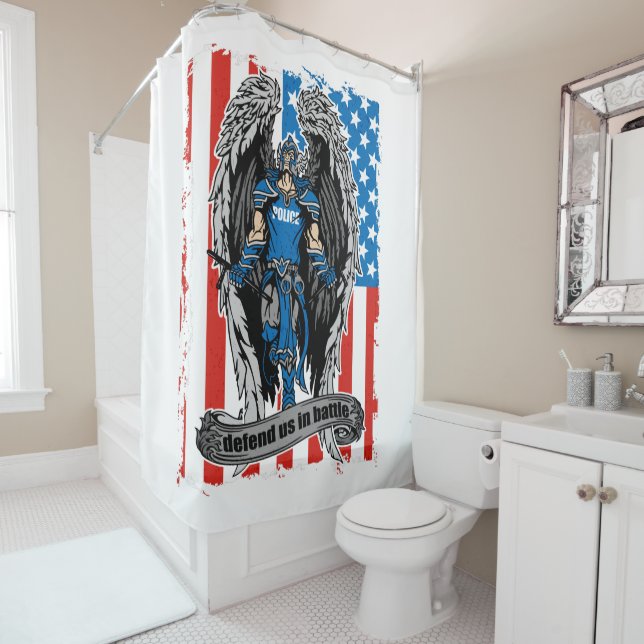 Rideaux De Douche La police de St Michael nous défend dans la (En situation)