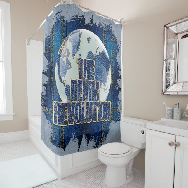 Rideaux De Douche La révolution de denim (En situation)