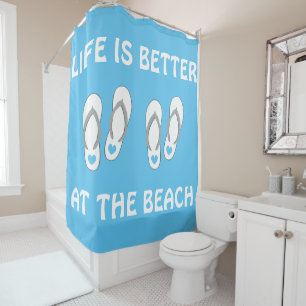 Rideaux De Douche La vie est meilleure avec des tongs de plage ridea