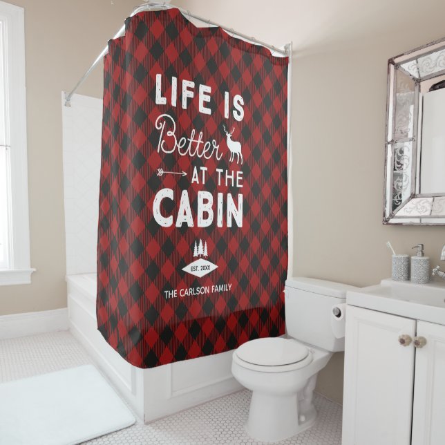 Rideaux De Douche La vie est meilleure chez la famille Cabine Buffal (En situation)