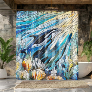 Rideaux De Douche La vie océanique - Mosaïque d'art numérique