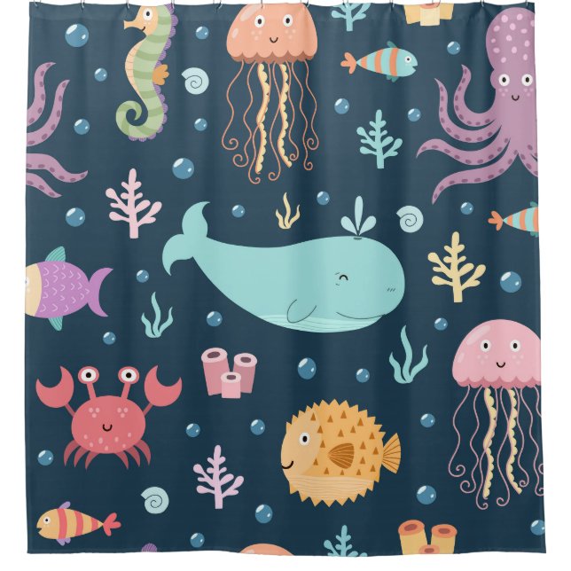 Rideaux De Douche La Vie Océanique Sous La Mer (Devant)