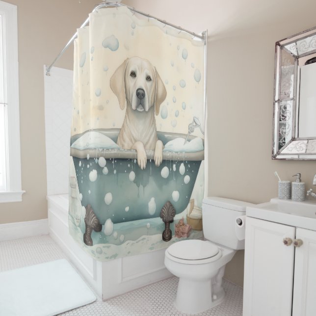 Rideaux De Douche Labrador Dans La Baignoire Aquarelle Chien Art (En situation)
