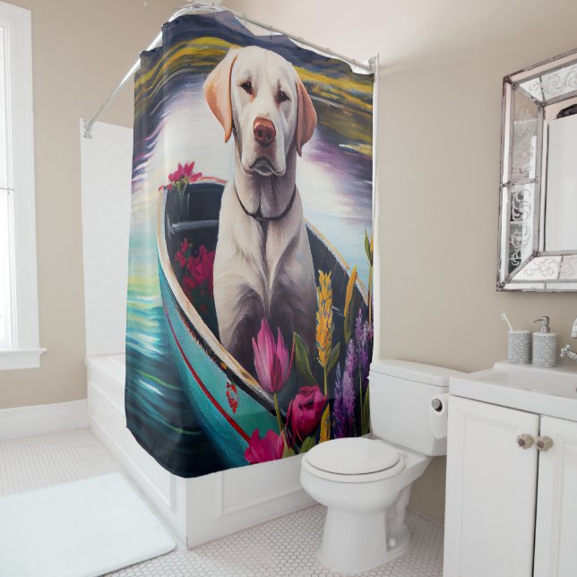 Rideaux De Douche Labrador sur une rame : une aventure Pittoresque (En situation)