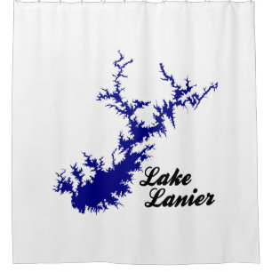Rideaux De Douche Lac Lanier Géorgie Bleu Carte du Rivage Script Art