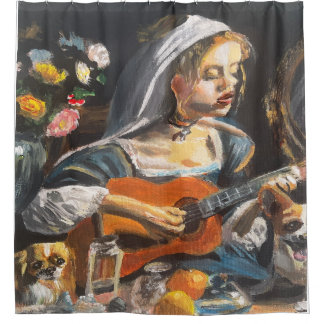 Rideaux De Douche Lady and Guitar
