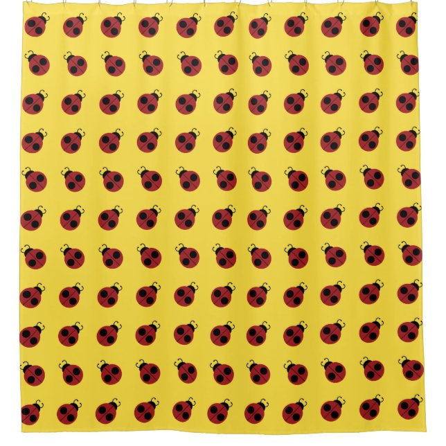Rideaux De Douche Ladybug 60s rétro cool rouge jaune (Devant)