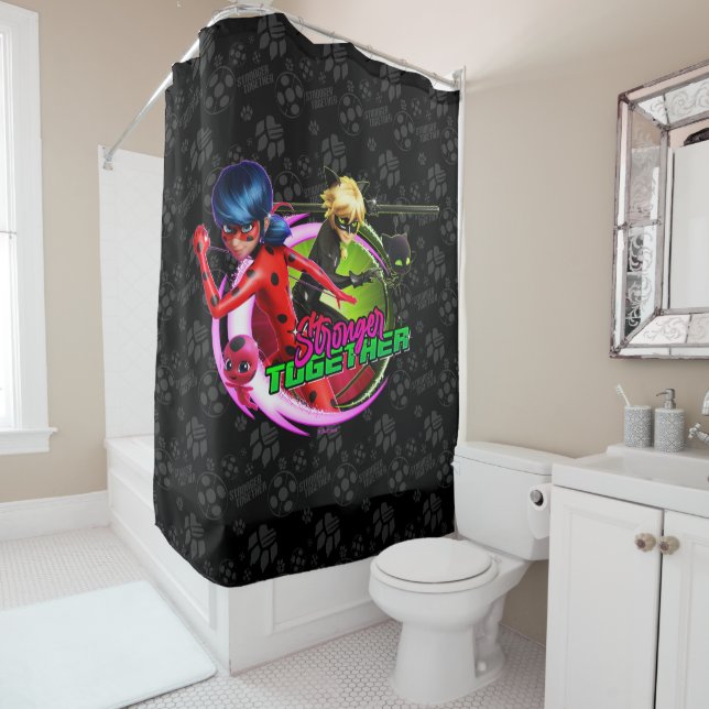 Rideaux De Douche Ladybug & Cat Noir | Ensemble plus fort (En situation)