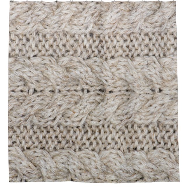 Rideaux De Douche Laine de tricot blanc, arrière - plan de texture (Devant)