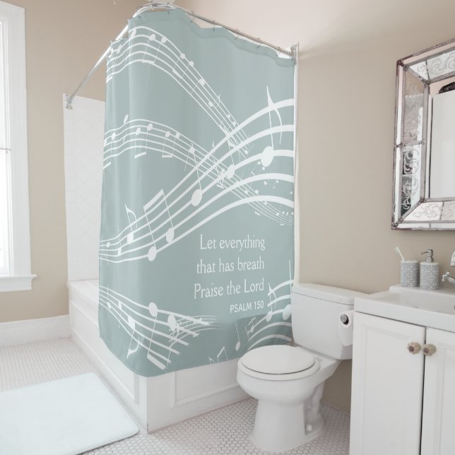 Rideaux De Douche LAISSEZ TOUT CE QUI A BREATH Music Notes (En situation)