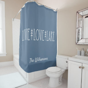 Rideaux De Douche Lake House Devis Pine Tree Personnalisé Bleu