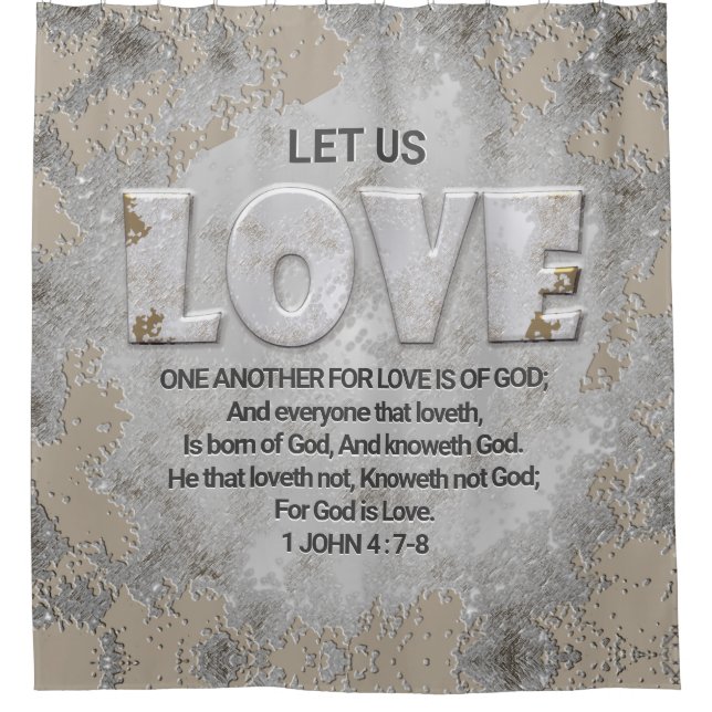 Rideaux De Douche L'amour l'autre Écriture Verse 1 Jean 4 : 7-8 (Devant)