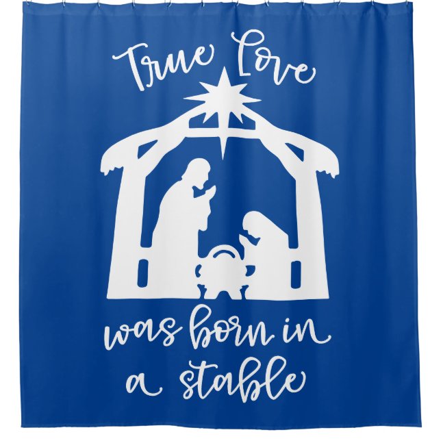 Rideaux De Douche L'Amour Véritable Est Né Dans Une Nativité Stable (Devant)