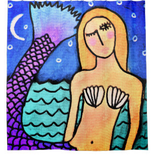 Rideaux De Douche Lampe de lune Sirène art Abstrait