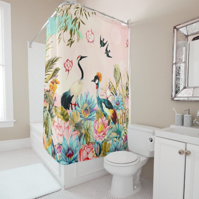 Rideaux De Douche Landscapes of BIRDs in paradise (En situation)