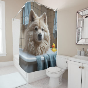 Rideaux De Douche Lapphund finlandais Sloppy Sleepy mignonne drôle