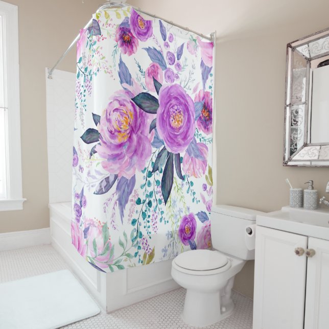 Rideaux De Douche Large Peony  (En situation)
