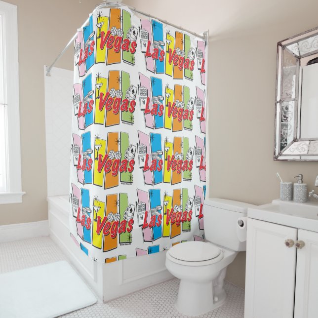 Rideaux De Douche Las Vegas Retro (En situation)
