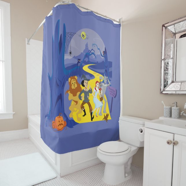 Rideaux De Douche L'Assistant D'Oz™ | Forêt hantée d'Halloween (En situation)