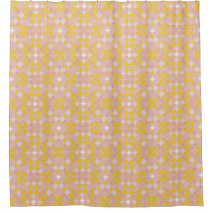 Rideaux De Douche Lattice Quatrefoil Motif Amber Rose & Tangelo