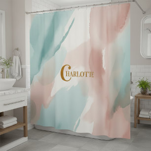 Rideaux De Douche Lavage de peinture à l'aquarelle abstraite moderne