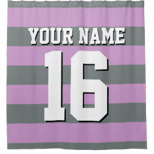 Rideaux De Douche Lavande Purple Charcoal Sports Jersey Stripe