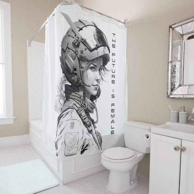 Rideaux De Douche L'avenir est l'art mural féminin, le futur féminin (En situation)