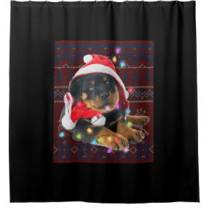 Rideaux De Douche Le Amoureux des chiens de Noël de Rottweiler écl