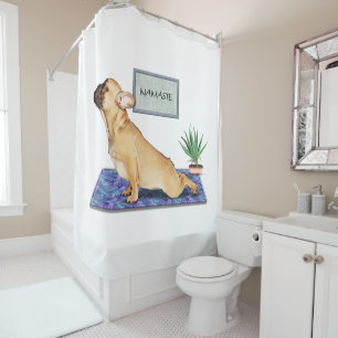 Rideaux De Douche Le Chien à la française en train de faire du yog