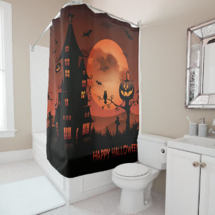 Rideaux De Douche Le citrouille de scènes de cimetière de Halloween