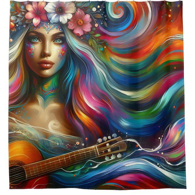 Rideaux De Douche Le Concerto sous-marin de Mermaid", (Devant)