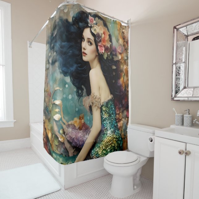 Rideaux De Douche Le magnifique collage de sirènes (En situation)