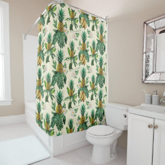 Rideaux De Douche Le Motif blanc Lotus Pineapple Paradise