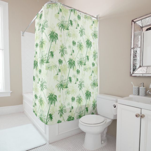 Rideaux De Douche Le Motif Green Palm Tree (En situation)