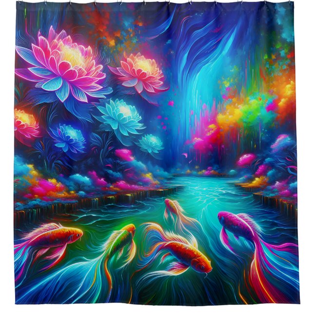 Rideaux De Douche "Le paysage de la rivière Surreal - Art de la natu (Devant)