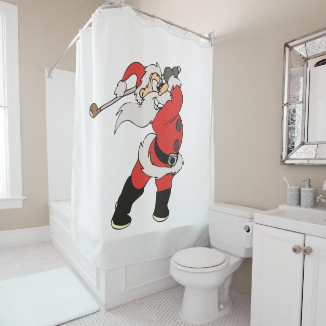 Rideaux De Douche Le père noël jouant au golf (En situation)