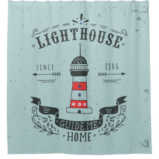 Rideaux De Douche Le phare me guident l'affiche à la maison (Devant)