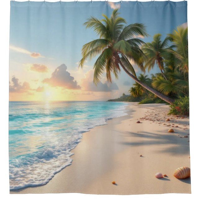 Rideaux De Douche Le rivage de la plage tropicale (Devant)