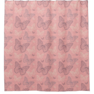 Rideaux De Douche Le rose de papillon