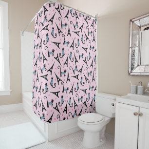 Rideaux De Douche Le style français a habillé le chat avec le motif