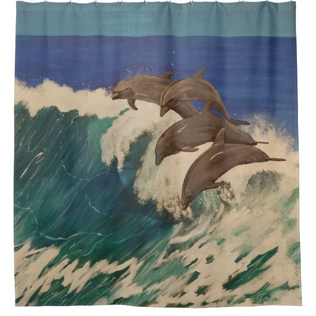 Rideaux De Douche Le surf des dauphins (Devant)