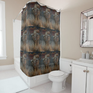 Rideaux De Douche Le Texas Longhorn Taureau